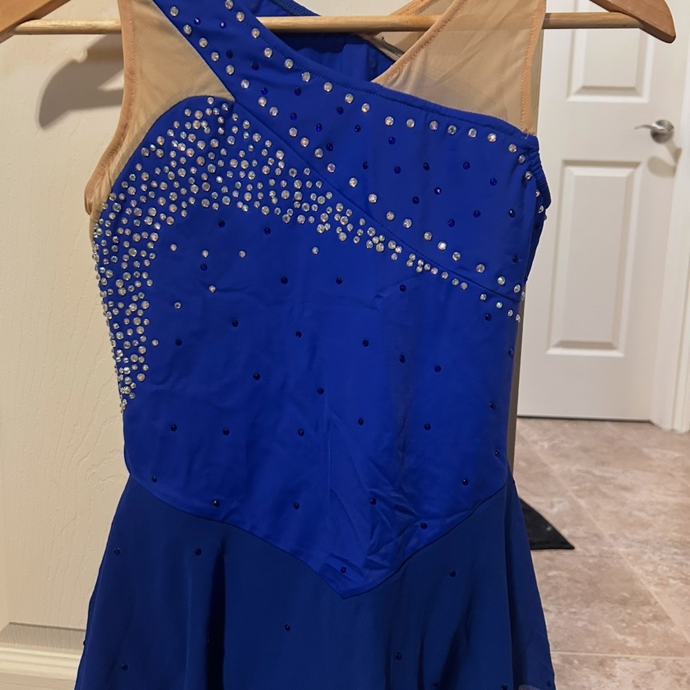 Blue Rhinestone Figure Skating Dress